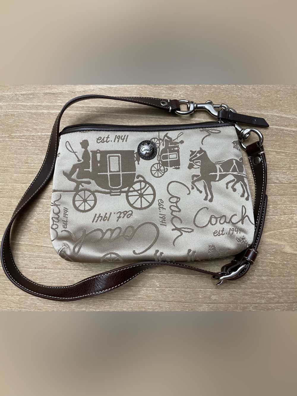 Coach Signature Carriage Print Crossbody Pouch Bag